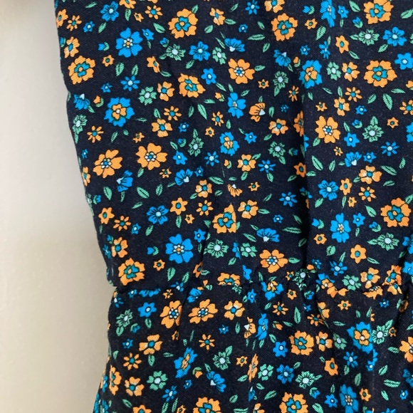 Floral Sleeveless Midi Dress - Black and Orange - Picture 6 of 10